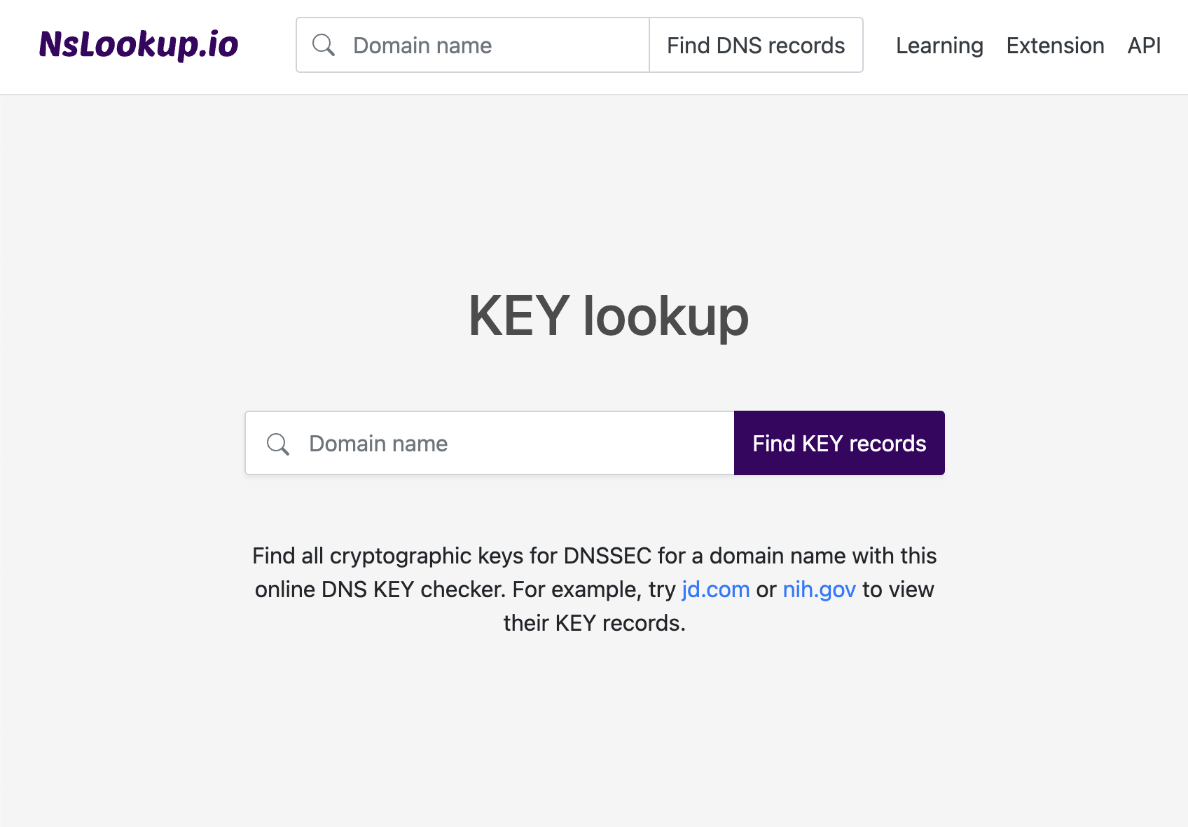 Open the KEY lookup tool